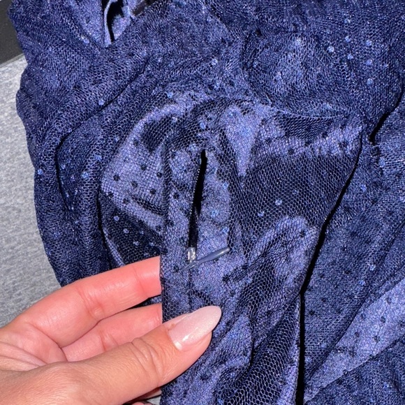 Lulus- NWT Navy Mesh One-Shoulder Mini Dress size Small - Picture 15 of 16